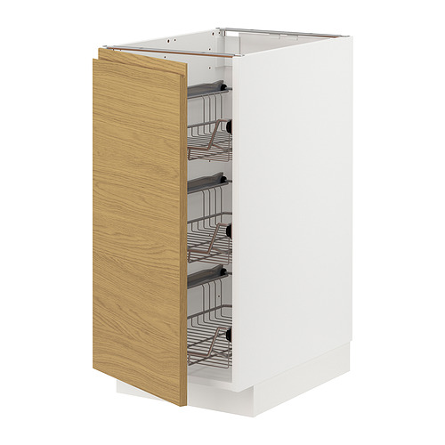 METOD base cabinet with wire baskets