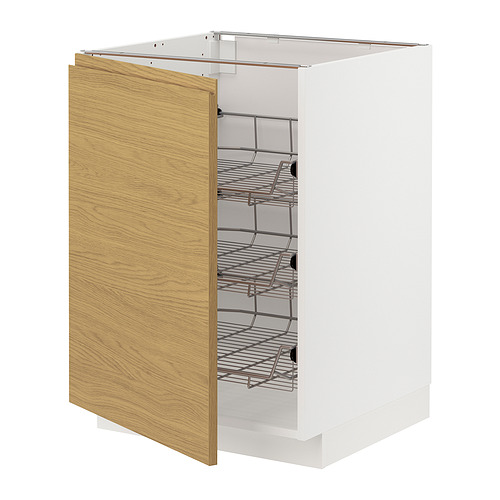 METOD base cabinet with wire baskets