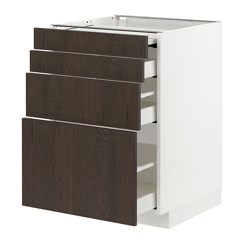 METOD/MAXIMERA grunnskápur/útdrl. vinnuborð/3skú.