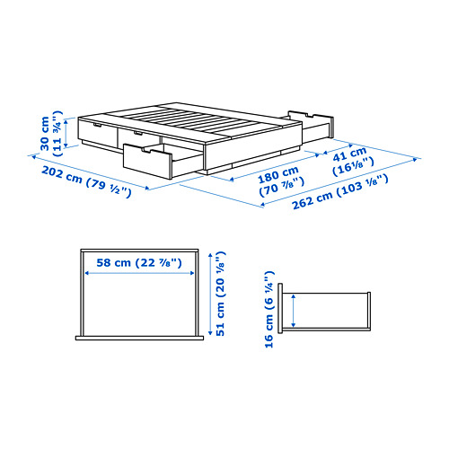 NORDLI bed frame with storage