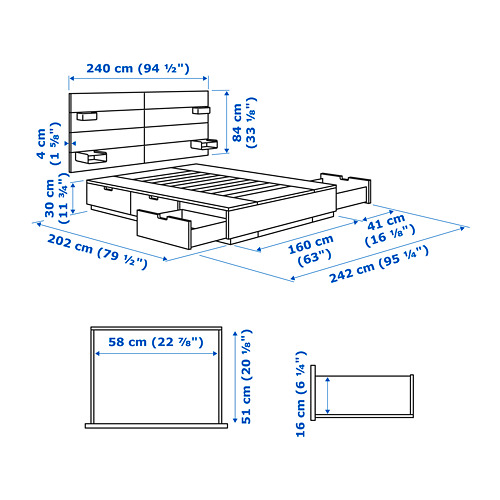 NORDLI bed frame with storage and mattress