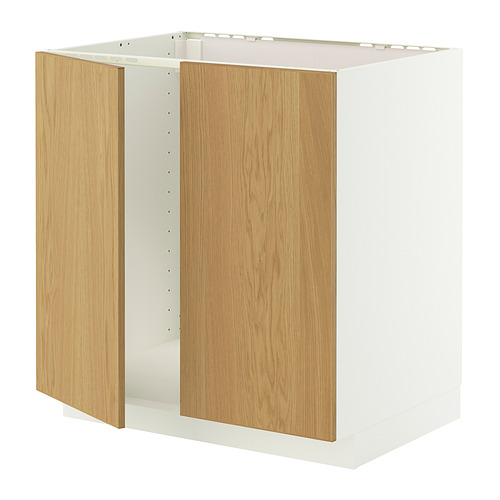 METOD base cabinet for sink + 2 doors