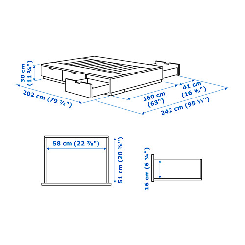 NORDLI bed frame with storage and mattress