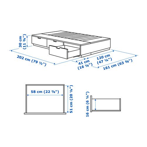 NORDLI bed frame with storage and mattress