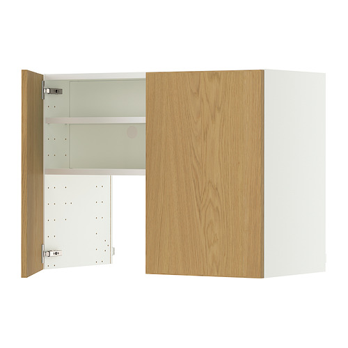 METOD, veggskápur f/viftu með hillu/hurð