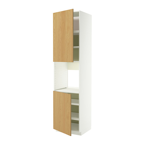 METOD, hár skápur f/ofn með 2hurðum/hillum