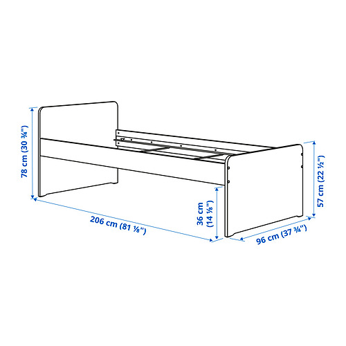 SLÄKT bed frame with 3 storage boxes