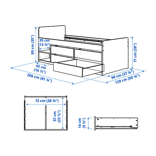 SLÄKT bed frame w storage+slatted bedbase