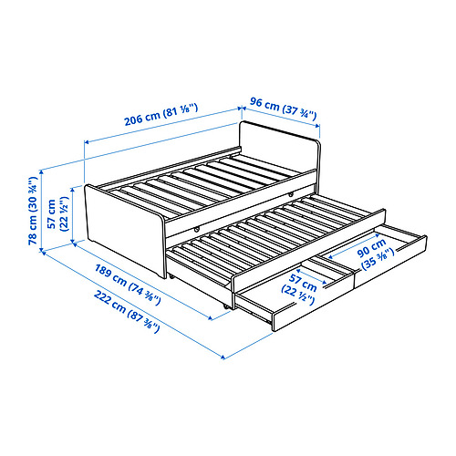 SLÄKT bed frame with underbed and storage