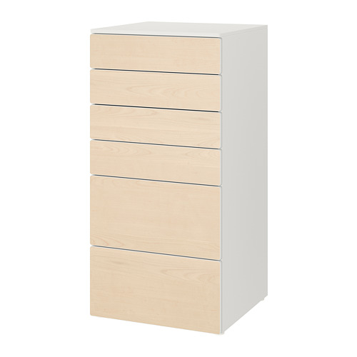 SMÅSTAD/PLATSA, chest of 6 drawers