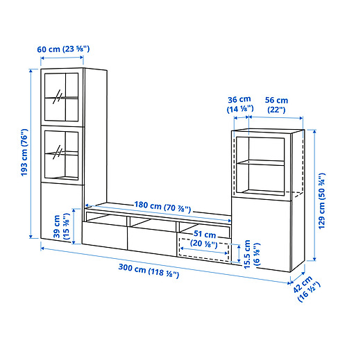 BESTÅ TV storage combination/glass doors