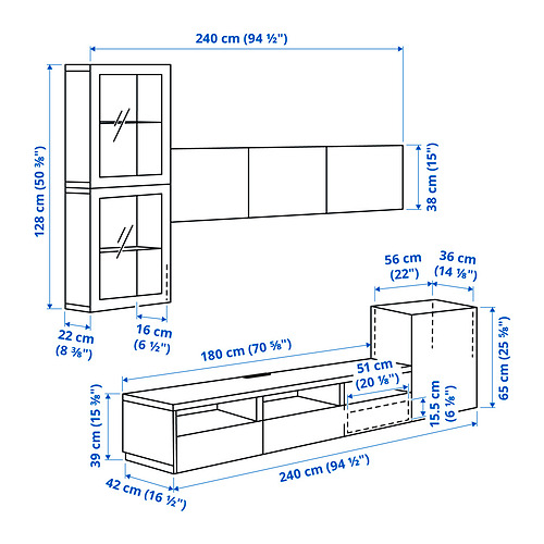 BESTÅ TV storage combination/glass doors