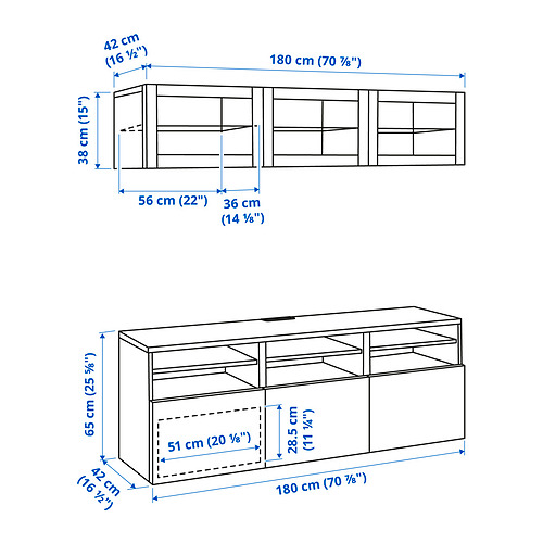 BESTÅ TV storage combination/glass doors