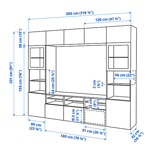 BESTÅ TV storage combination/glass doors