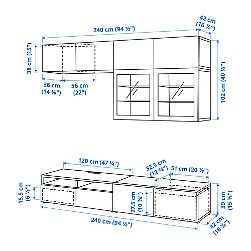 BESTÅ TV storage combination/glass doors