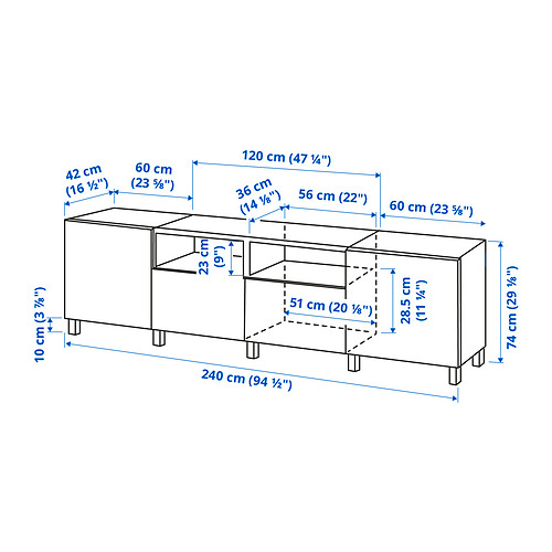 BESTÅ TV bench with doors and drawers