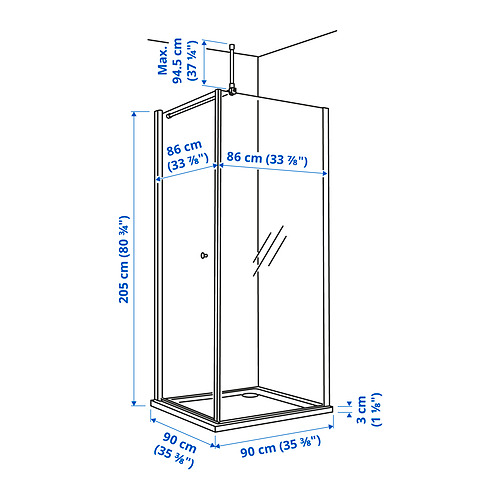 OPPEJEN/FOTINGEN corner shower with tray