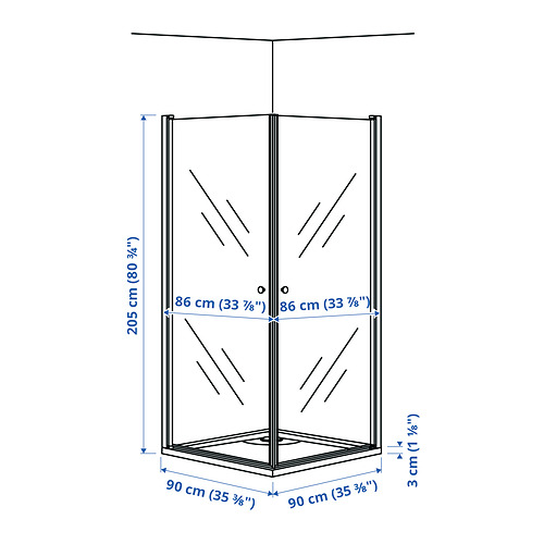 OPPEJEN/FOTINGEN shower enclosure with 2 doors/tray