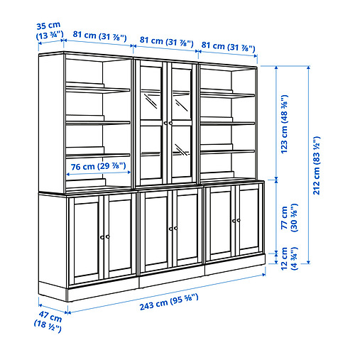 HAVSTA storage combination w glass doors