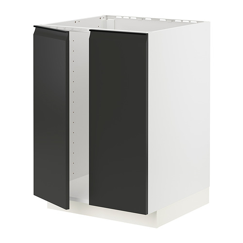 METOD, base cabinet for sink + 2 doors
