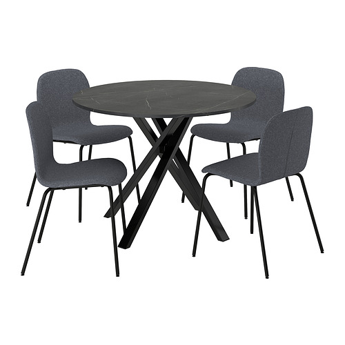 MARIEDAMM/KARLPETTER, borð og fjórir stólar