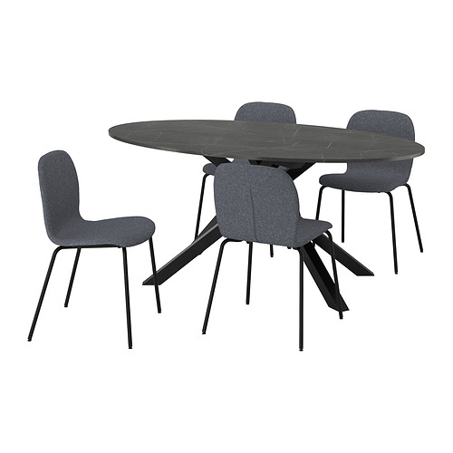 MARIEDAMM/KARLPETTER, borð og fjórir stólar