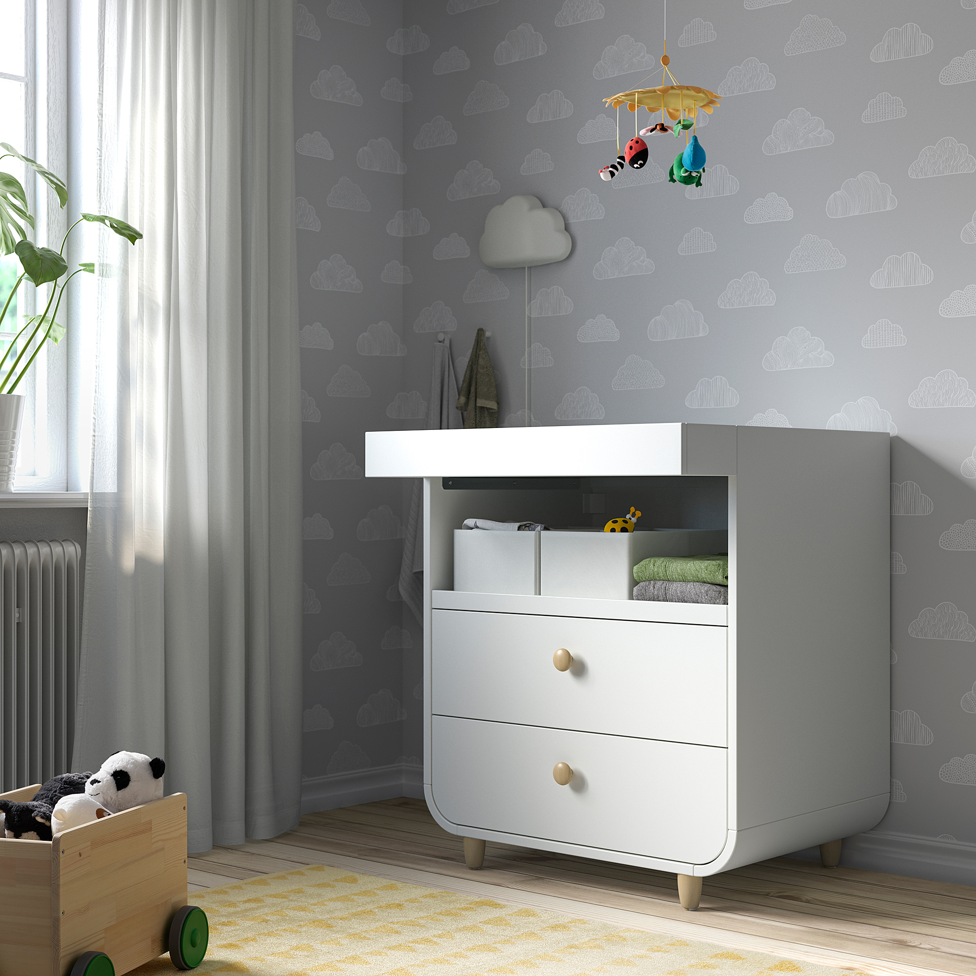 MYLLRA changing table with drawers