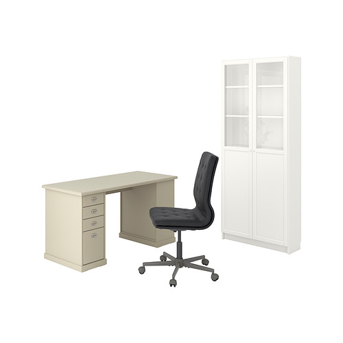 VEBJÖRN/MULLFJÄLLET/BILLY/OXBERG, desk and storage combination
