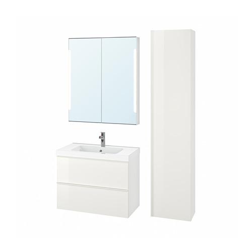 GODMORGON/ODENSVIK, bathroom furniture, set of 5
