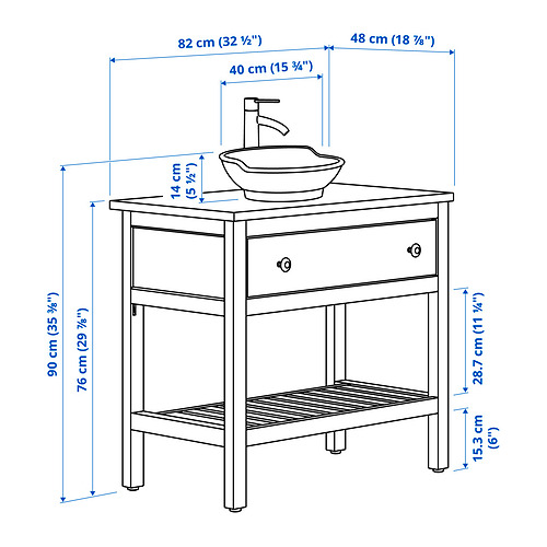 HEMNES/VÄSTERSJÖN vaskastandur með skú/handl/bltk