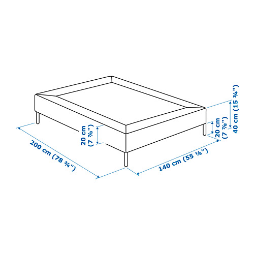 LYNGÖR slatted mattress base with legs