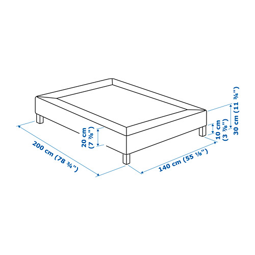 LYNGÖR slatted mattress base with legs