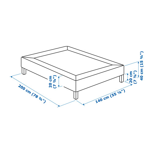 LYNGÖR slatted mattress base with legs