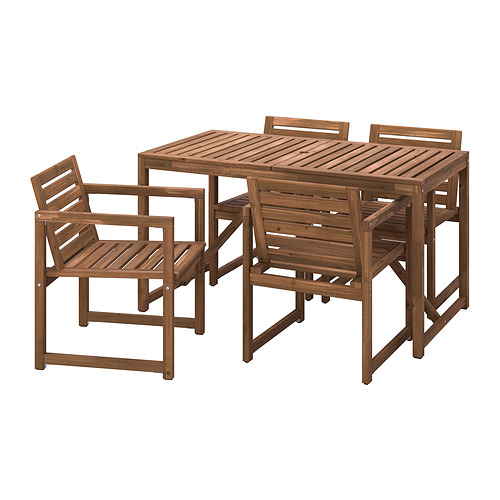 NÄMMARÖ, table+4 chairs w armrests, outdoor