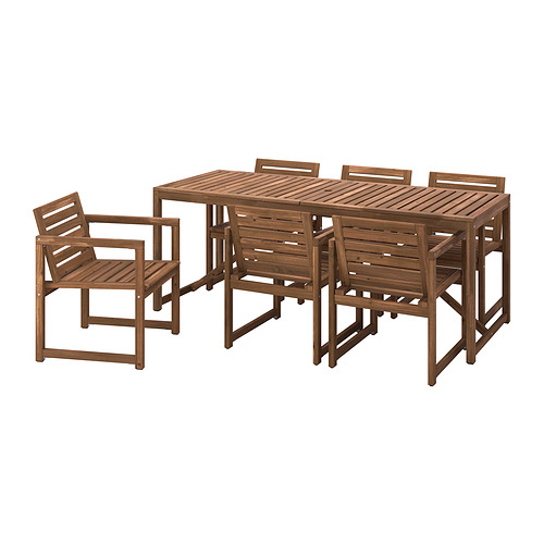 NÄMMARÖ, table+6 chairs w armrests, outdoor