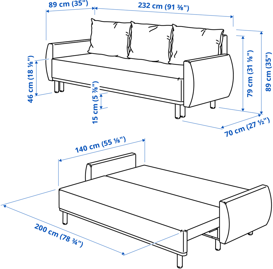 GRUNNARP 3-seat sofa-bed