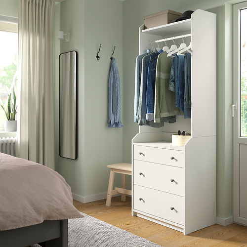 HAUGA, open wardrobe with 3 drawers