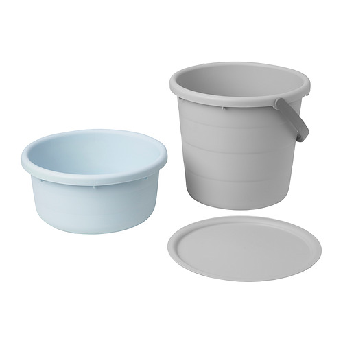 PEPPRIG, 3-piece bucket set with lid