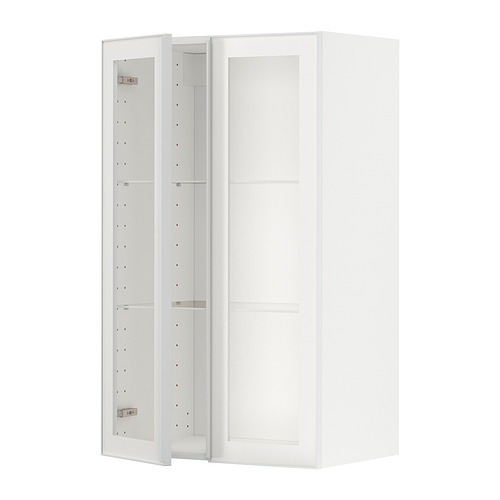 METOD wall cabinet w shelves/2 glass drs