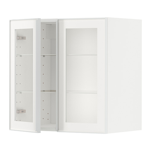 METOD wall cabinet w shelves/2 glass drs