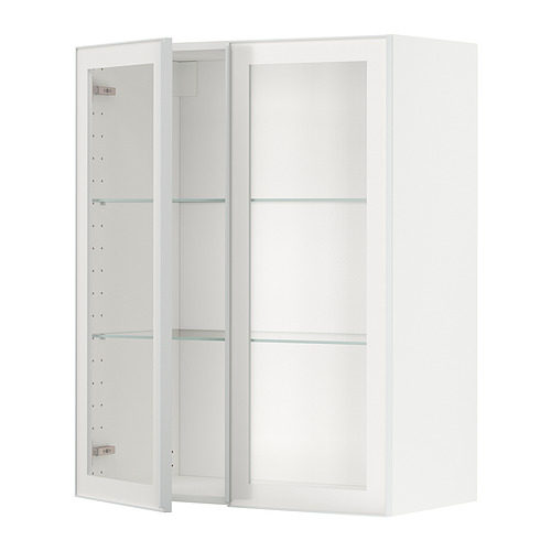 METOD wall cabinet w shelves/2 glass drs