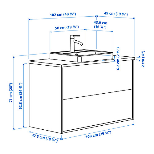 HAVBÄCK/ORRSJÖN wash-stnd w drawers/wash-basin/tap
