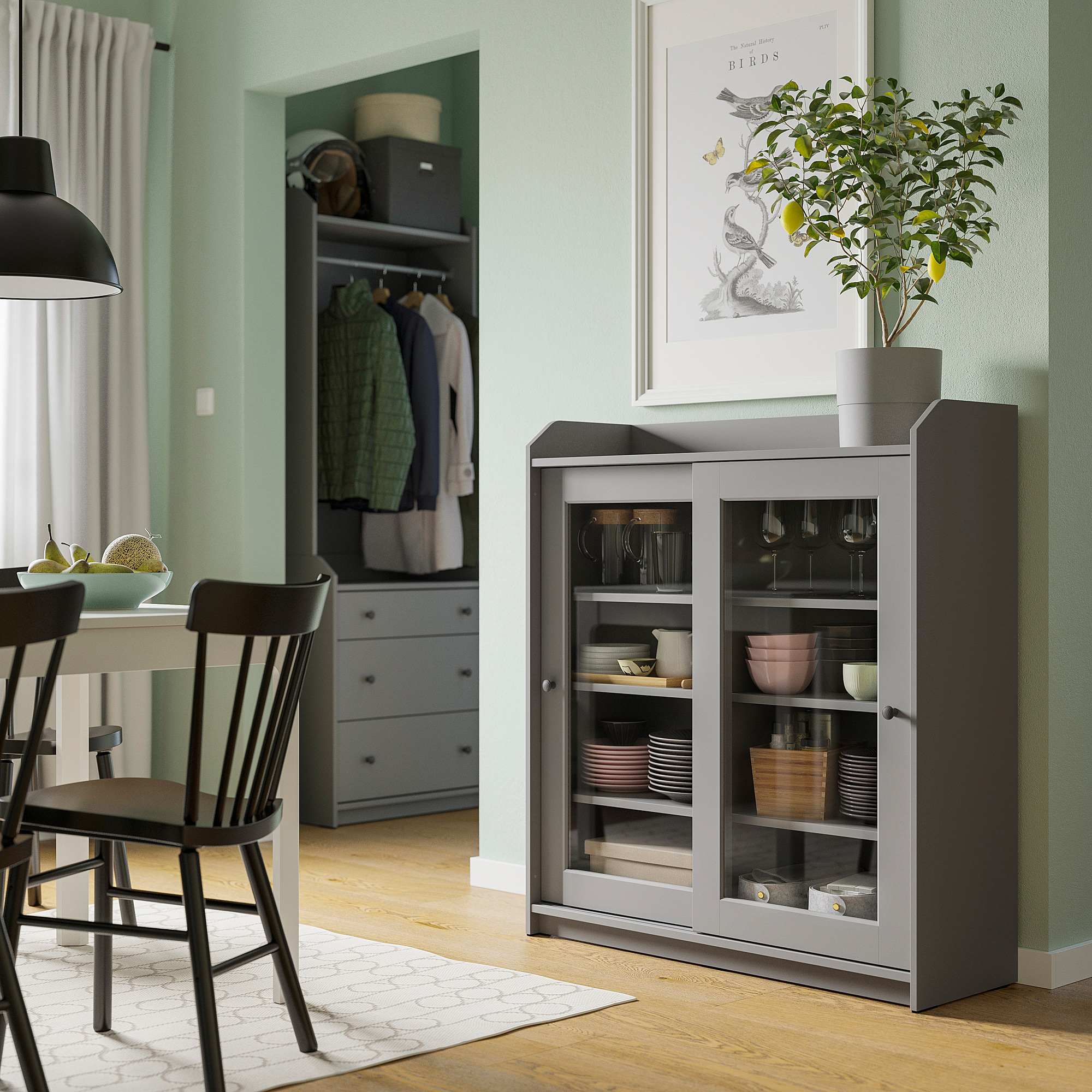 HAUGA glass-door cabinet