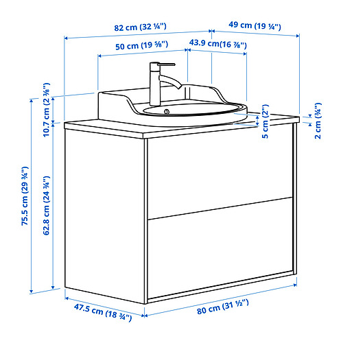TÄNNFORSEN/RUTSJÖN wash-stnd w drawers/wash-basin/tap