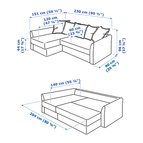 HOLMSUND corner sofa-bed