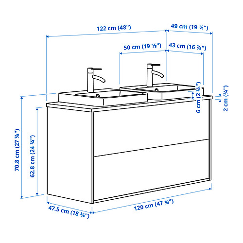 ÄNGSJÖN/BACKSJÖN wash-stnd w drawers/wash-basin/taps