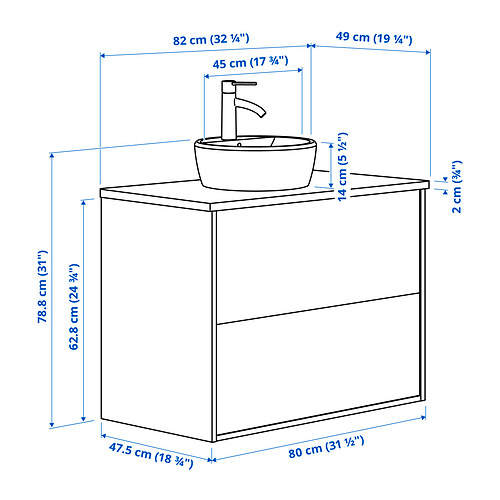 TÄNNFORSEN/TÖRNVIKEN wash-stnd w drawers/wash-basin/tap