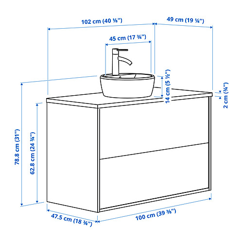 TÄNNFORSEN/TÖRNVIKEN wash-stnd w drawers/wash-basin/tap