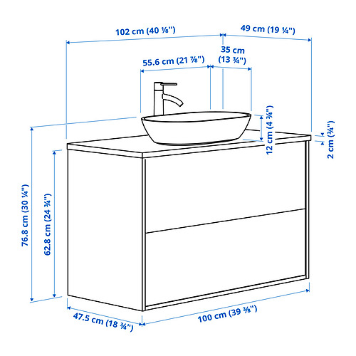 ÄNGSJÖN/OXMYREN wash-stnd w drawers/wash-basin/tap