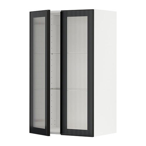 METOD wall cabinet w shelves/2 glass drs